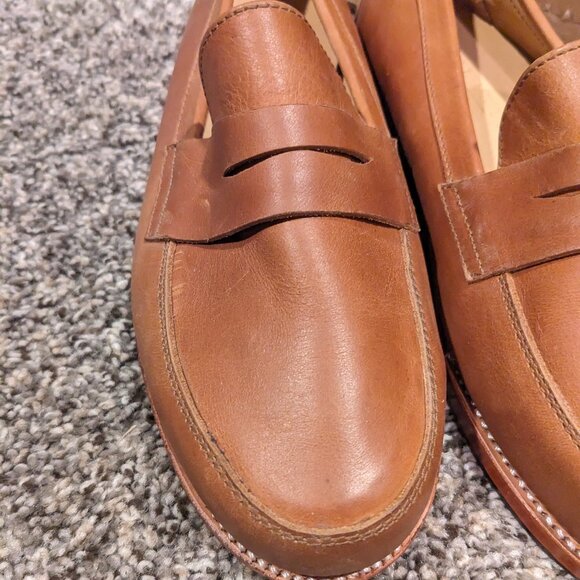 Adelante Shoe Handmade Custom - Classic Tan Leather Loafers - Slip on SZ 8.5 D - Picture 4 of 8